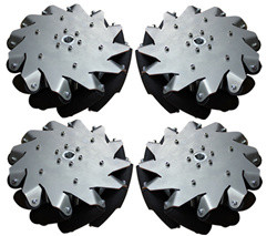 A Set Of 254mm (10inch) Steel Body Mecanum Wheel (4 Pieces)/ Bearing Rollers