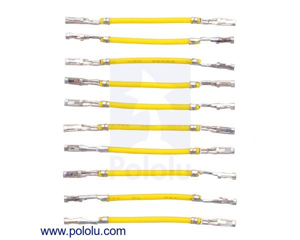 Wires with Pre-Crimped Terminals 10-Pack F-F 1" Yellow