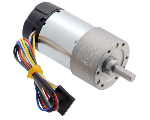 19:1 Metal Gearmotor 37Dx68L mm 24V with 64 CPR Encoder (Helical Pinion)