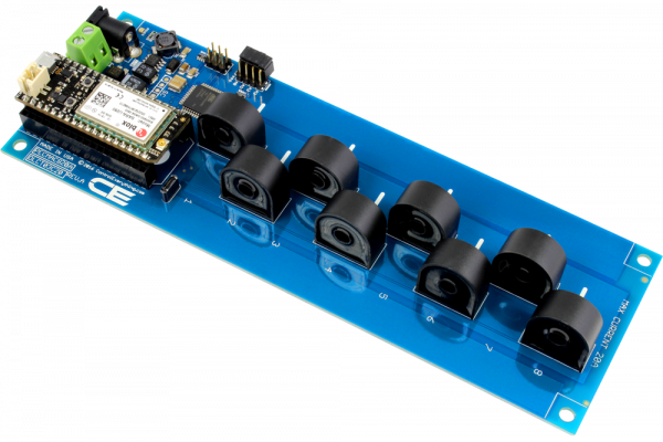 8-Channel On-Board 95% Accuracy 20-Amp AC Current Monitor with IoT Interface