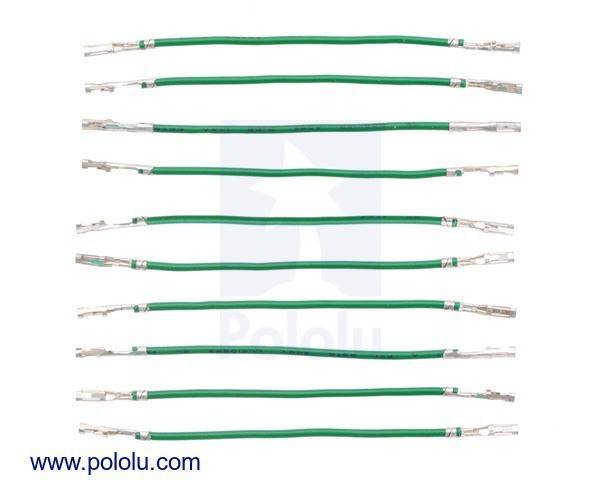 Wires with Pre-Crimped Terminals 10-Pack F-F 2" Green