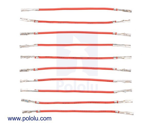 Wires with Pre-Crimped Terminals 10-Pack F-F 2" Red