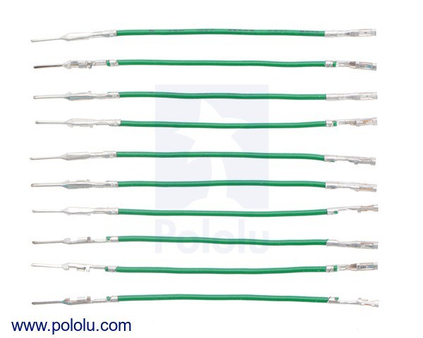 Wires with Pre-Crimped Terminals 10-Pack M-F 2" Green