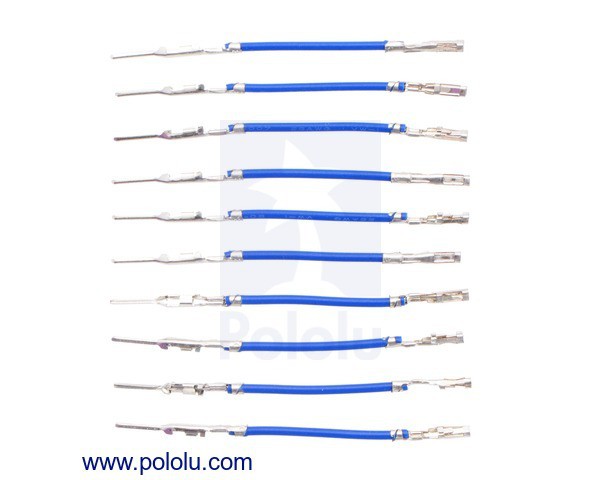 Wires with Pre-Crimped Terminals 10-Pack M-F 1" Blue