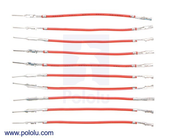 Wires with Pre-Crimped Terminals 10-Pack M-F 2" Red