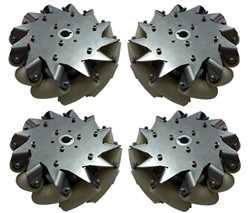 A Set of 203mm(8inch)Sstainless Steel Body Mecanum Wheel (4 pieces)/Bearing Rollers