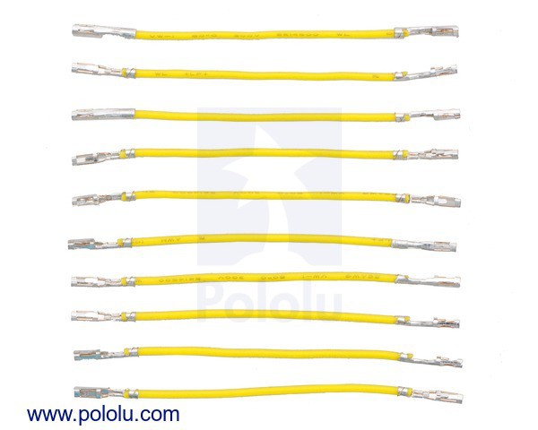 Wires with Pre-Crimped Terminals 10-Pack F-F 2" Yellow