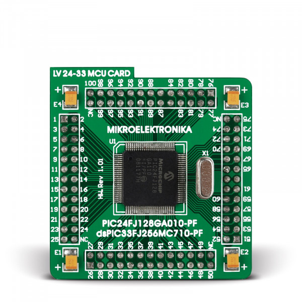 100-pin MCU card with PIC24FJ128GA010