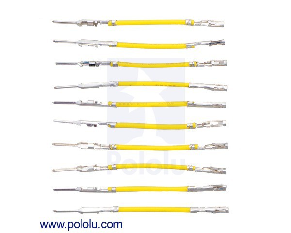 Wires with Pre-Crimped Terminals 10-Pack M-F 1" Yellow