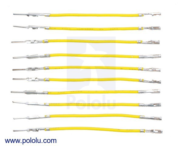 Wires with Pre-Crimped Terminals 10-Pack M-F 2" Yellow
