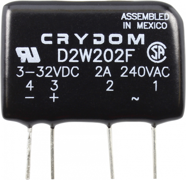 Crydom D2W202F 2A 240VAC Zero-Cross Solid State Relay for Resistive Loads (Type A)