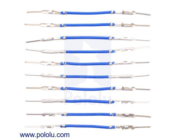 Wires with Pre-Crimped Terminals 10-Pack M-M 1" Blue