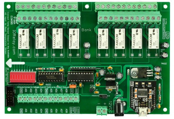Industrial Relay Controller 8-Channel DPDT + 8-Channel ADC
