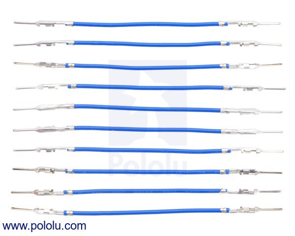 Wires with Pre-Crimped Terminals 10-Pack M-M 2" Blue