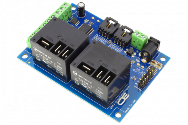 MCP23008 I2CIO6R2x0 2-Channel High-Power Relay Controller + 6 GPIO with I2C Interface