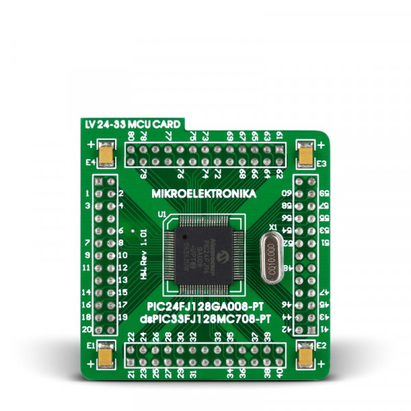 80-pin MCU card with PIC24FJ96GA008