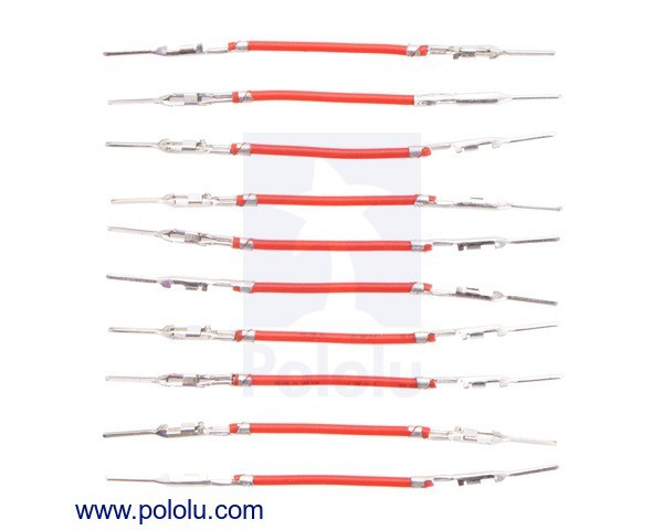 Wires with Pre-Crimped Terminals 10-Pack M-M 1" Red