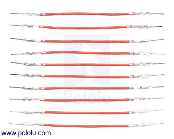 Wires with Pre-Crimped Terminals 10-Pack M-M 2" Red