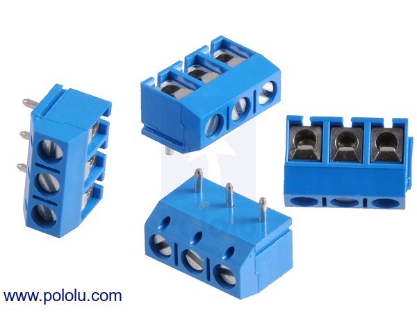 Screw Terminal Block: 3-Pin, 5 mm Pitch, Top Entry (4-Pack)