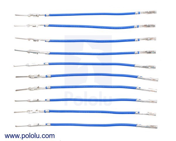 Wires with Pre-Crimped Terminals 10-Pack M-F 2" Blue