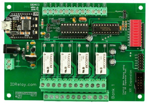 Industrial Relay Controller 4-Channel DPDT + 8-Channel ADC