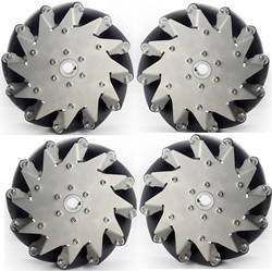 A Set Of 203MM Stainless Steel Mecanum Wheel With Rubber Rollers (4 Pieces)