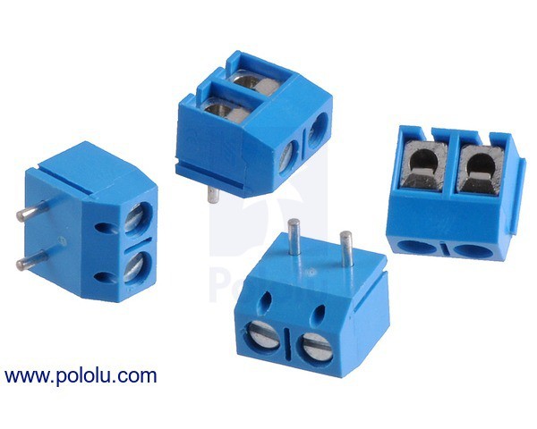 Screw Terminal Block: 2-Pin, 5 mm Pitch, Top Entry (4-Pack)