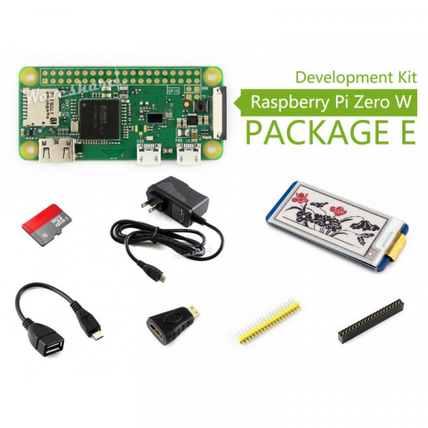 Raspberry Pi Zero W Package E, with 2.13inch e-Paper HAT
