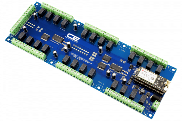 24-Channel 1-Amp SPDT Signal Relay Shield + 8 GPIO with IoT Interface